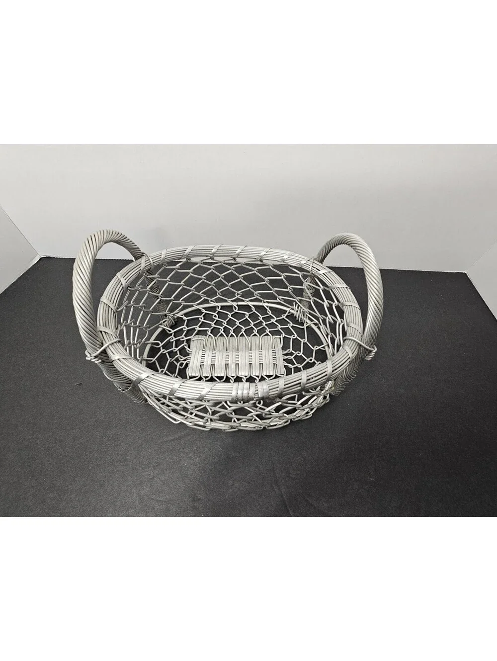 IHI Woven Wire Mesh Basket with Handles Silver Made in India